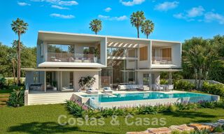 Nouvelles villas de luxe modernistes à vendre, avec beaucoup d'intimité et vue sur la mer, dans une communauté surveillée sur les collines de Marbella 52440 