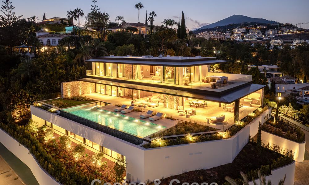 Majestueuse villa contemporaine de construction neuve à vendre avec une vue sublime sur la mer dans les collines de La Quinta à Benahavis - Marbella 786710