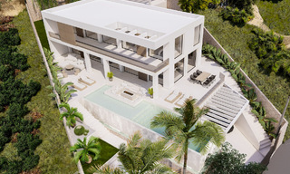 Nouvelle villa design à vendre avec vue panoramique sur la mer dans un quartier calme à distance de marche de la plage de Manilva, Costa del Sol 48073 