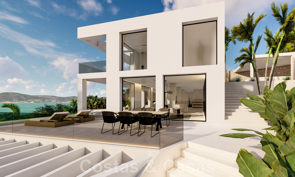 Nouvelle villa design à vendre avec vue panoramique sur la mer dans un quartier calme à distance de marche de la plage de Manilva, Costa del Sol 48075