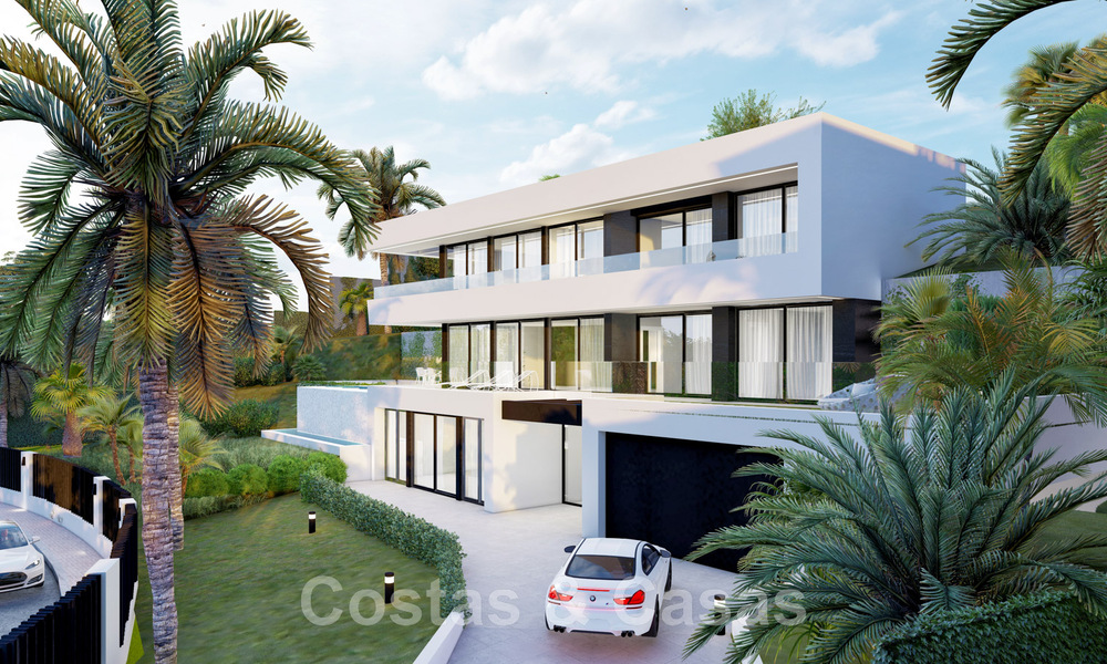Nouveau! 2 villas de luxe modernistes à vendre dans une zone verte, avec vue panoramique sur la mer à l'est du centre de Marbella 48110