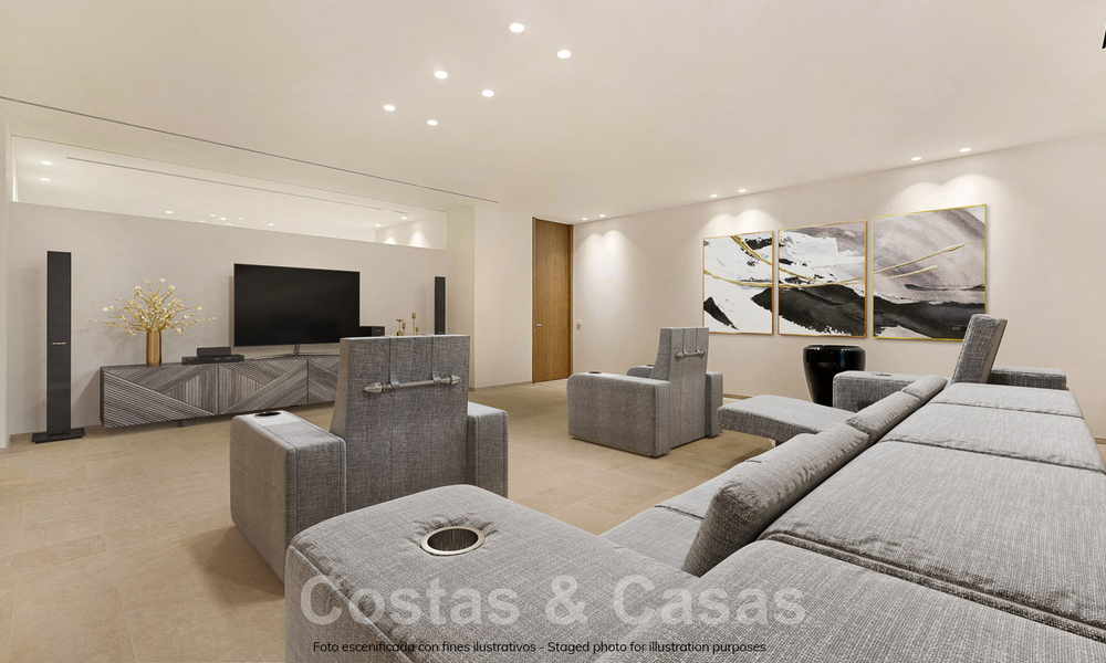 Villa de luxe en première ligne de golf, de style moderne et élégant, avec vue imprenable sur le golf et la mer, à vendre à Los Flamingos Golf resort à Marbella - Benahavis 49024
