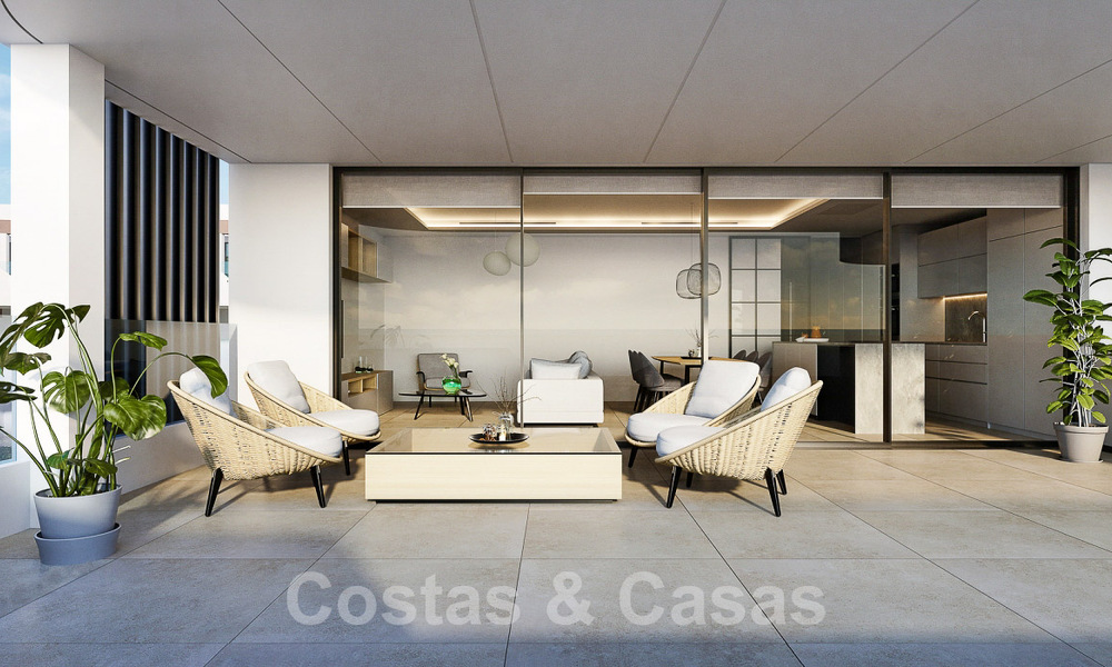 Appartements neufs et luxueux de style contemporain à vendre avec une grande terrasse et des vues panoramiques sur le nouveau Golden Mile entre Marbella et Estepona 50050