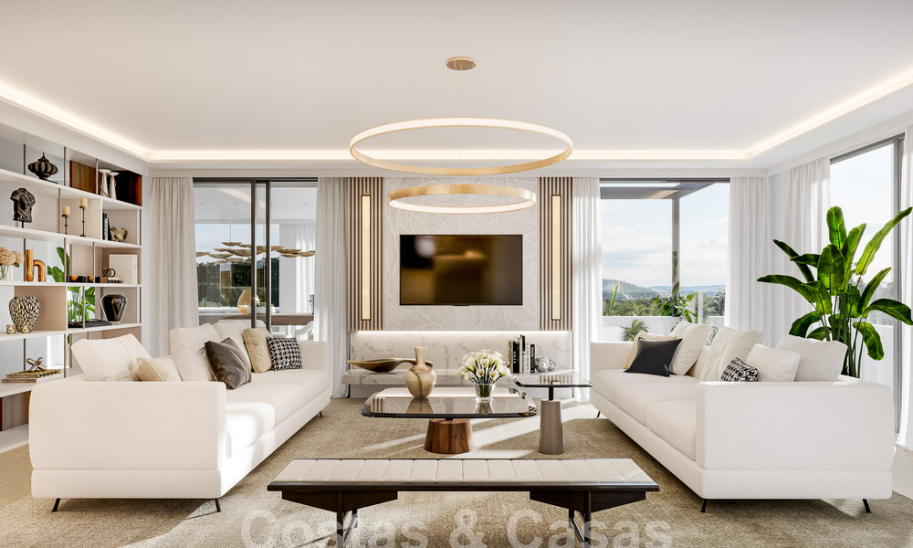 Nouvelle villa de luxe à vendre avec un style architectural contemporain située dans une communauté sécurisée de Nueva Andalucia, Marbella 51459
