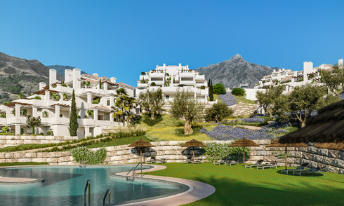 Appartements contemporains de style andalou à vendre avec vue panoramique sur la mer dans la vallée du golf de Nueva Andalucia, Marbella 51631