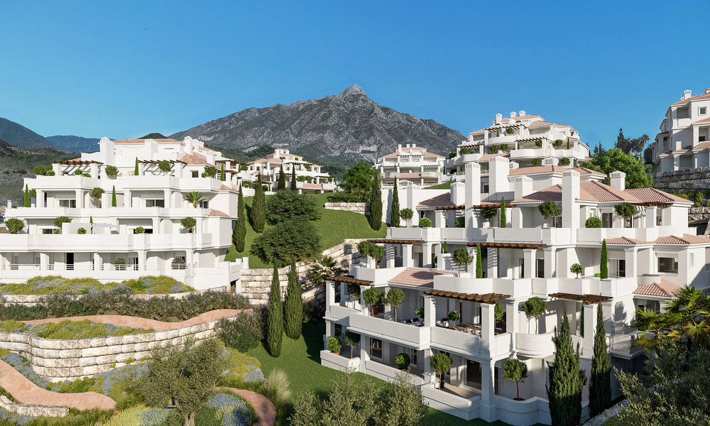 Appartements contemporains de style andalou à vendre avec vue panoramique sur la mer dans la vallée du golf de Nueva Andalucia, Marbella 51640