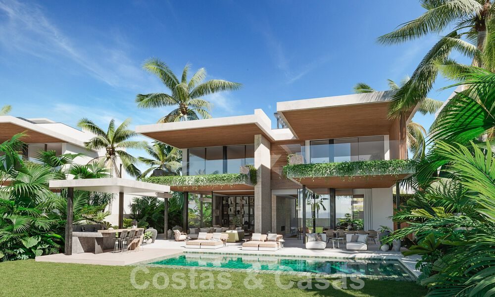 Nouveau projet! Villas de luxe ultra-modernes à vendre avec un design extérieur balinais, sur la plage de première ligne près de San Pedro, Marbella 53400