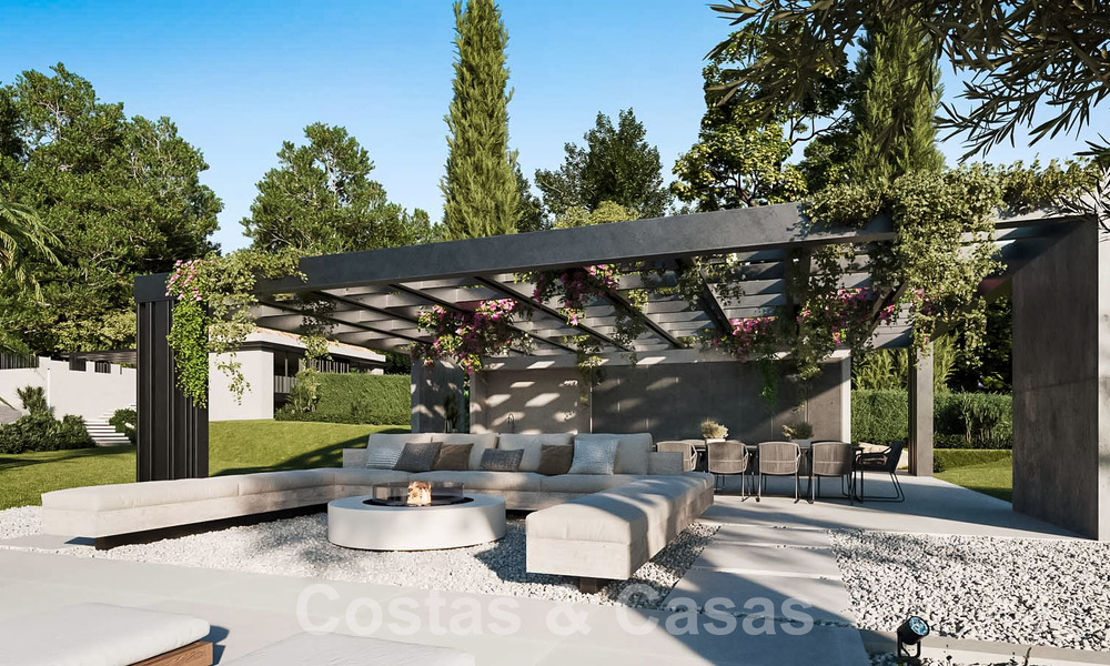 Terrain à bâtir avec un projet de villa design innovante à vendre en bordure de golf, dans un quartier résidentiel fermé et sécurisé à Nueva Andalucia, Marbella 62559