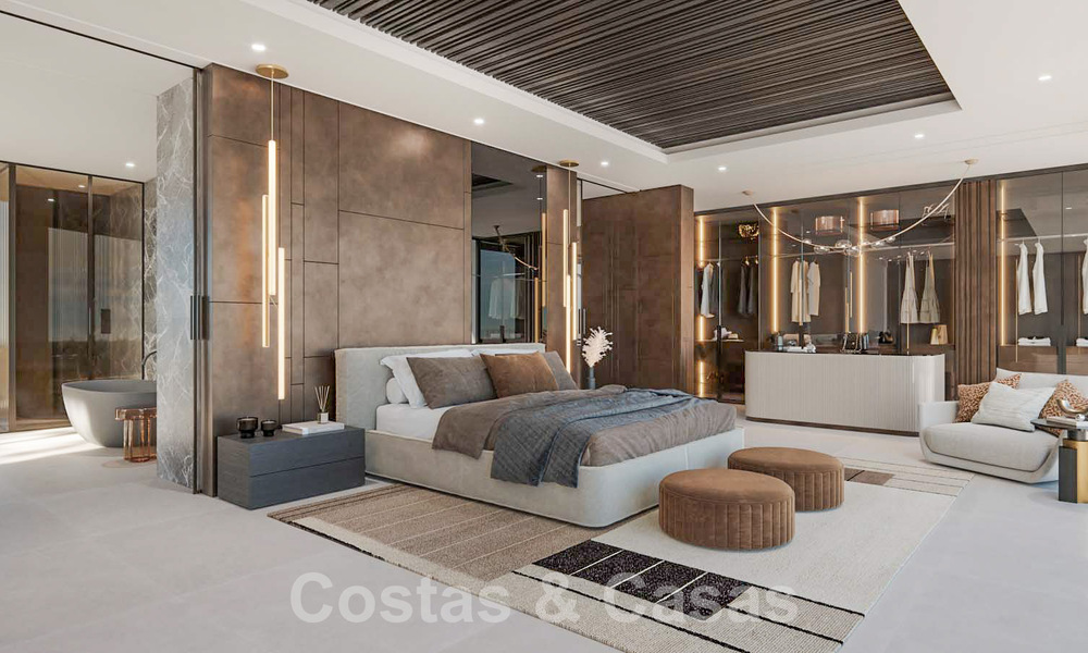 Terrain à bâtir avec un projet de villa design innovante à vendre en bordure de golf, dans un quartier résidentiel fermé et sécurisé à Nueva Andalucia, Marbella 62562