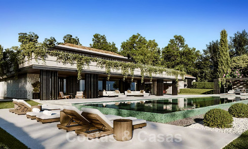 Terrain à bâtir avec un projet de villa design innovante à vendre en bordure de golf, dans un quartier résidentiel fermé et sécurisé à Nueva Andalucia, Marbella 62563