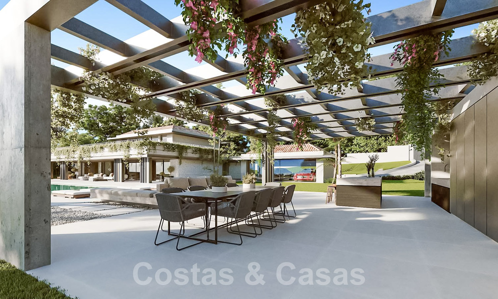 Terrain à bâtir avec un projet de villa design innovante à vendre en bordure de golf, dans un quartier résidentiel fermé et sécurisé à Nueva Andalucia, Marbella 62566