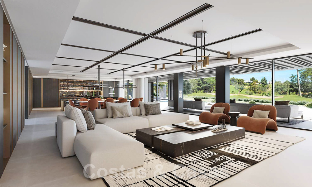 Terrain à bâtir avec un projet de villa design innovante à vendre en bordure de golf, dans un quartier résidentiel fermé et sécurisé à Nueva Andalucia, Marbella 62567
