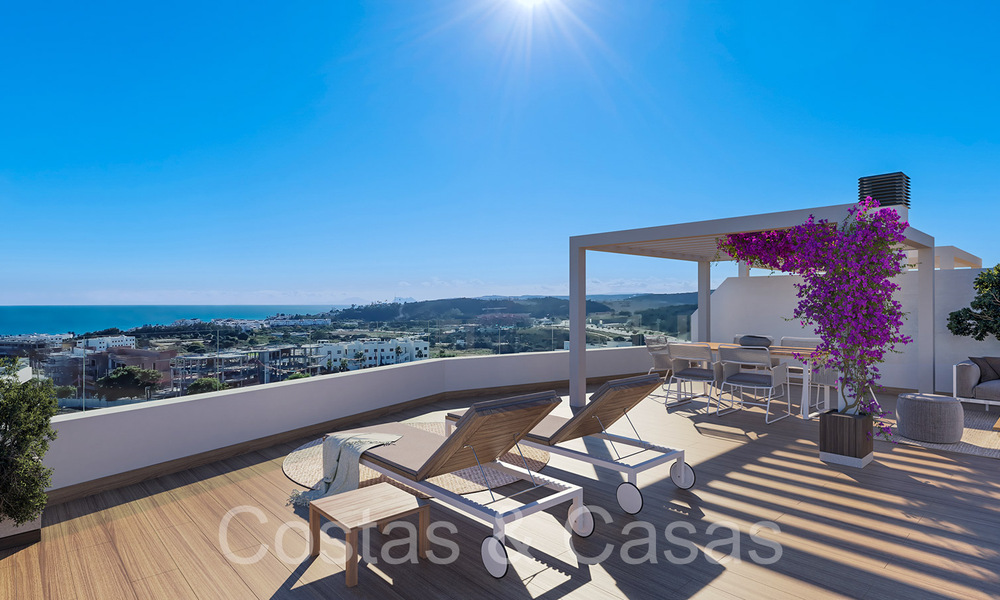 Appartements neufs et contemporains avec vue panoramique sur la mer à vendre dans un complexe résidentiel fermé près du centre d'Estepona 63800