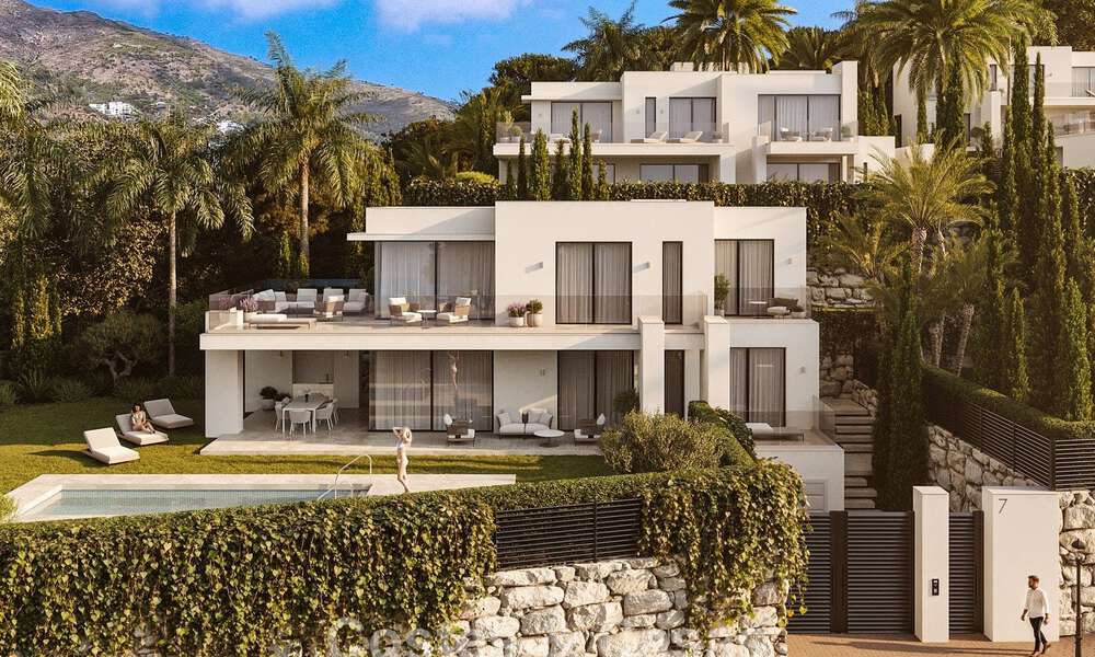 7 villas de nouvelle construction avancées avec vue panoramique sur la mer à vendre dans les collines de Mijas Pueblo, Costa del Sol 787751