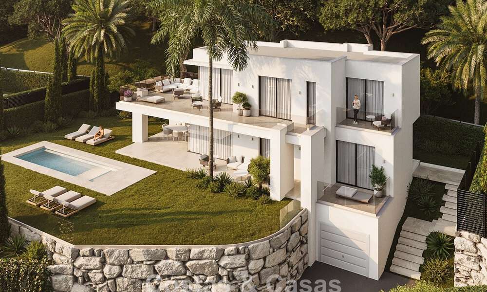 7 villas de nouvelle construction avancées avec vue panoramique sur la mer à vendre dans les collines de Mijas Pueblo, Costa del Sol 787753