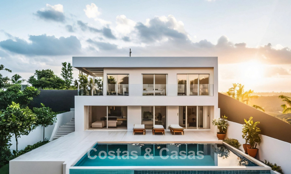 Villa de luxe de nouvelle construction avec vue imprenable sur la mer à vendre dans les collines de Mijas, Costa del Sol 775331