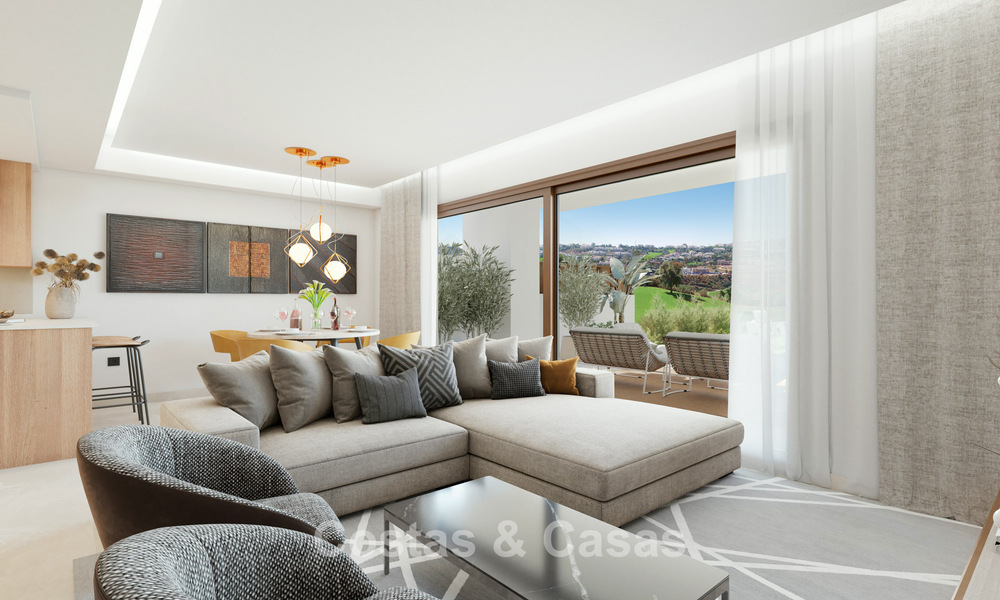 Maisons de ville neuves de 3 chambres à vendre dans un prestigieux complexe de golf à Mijas, Costa del Sol 775395