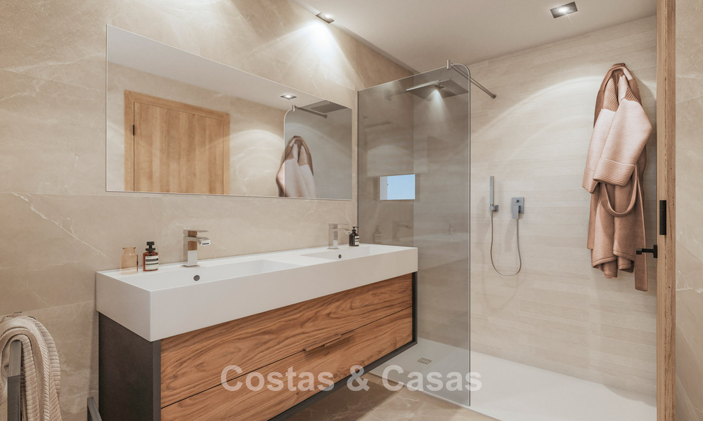 Maisons de ville neuves de 3 chambres à vendre dans un prestigieux complexe de golf à Mijas, Costa del Sol 775416