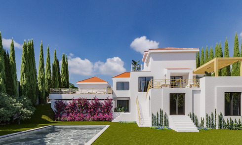 Projet de rénovation: villa de luxe à vendre au design moderne et méditerranéen avec vue sur la mer à Nueva Andalucia, Marbella 779075