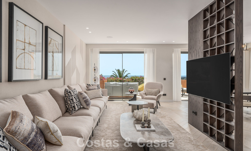 Appartement de première classe avec vue panoramique sur la mer à vendre dans la vallée du golf de Nueva Andalucia, Marbella 780281