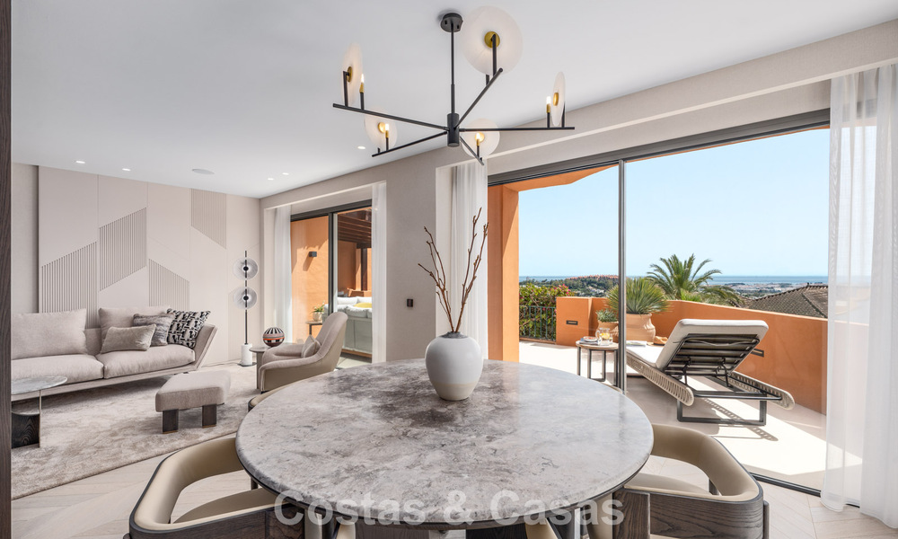 Appartement de première classe avec vue panoramique sur la mer à vendre dans la vallée du golf de Nueva Andalucia, Marbella 780288