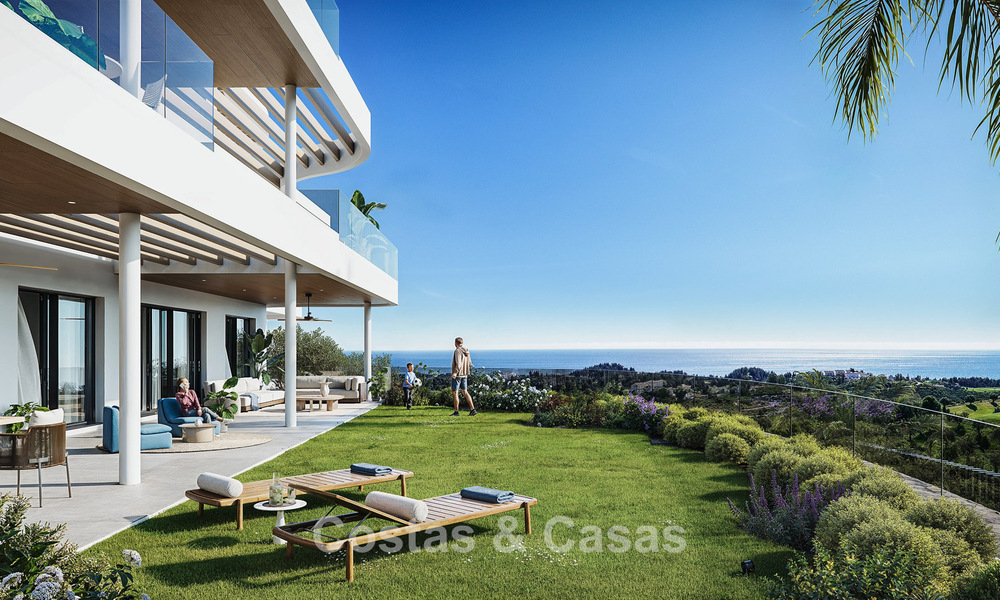 Lancement ! Appartements avec vue panoramique sur la mer à vendre, en première ligne de golf à Mijas Costa, Costa del Sol 784983