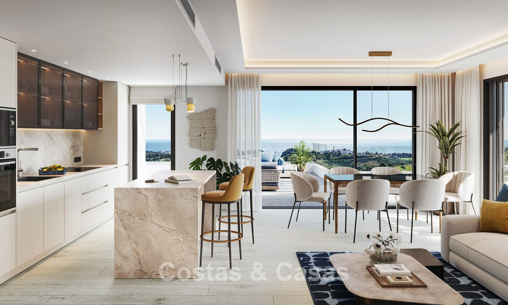 Lancement ! Appartements avec vue panoramique sur la mer à vendre, en première ligne de golf à Mijas Costa, Costa del Sol 784984