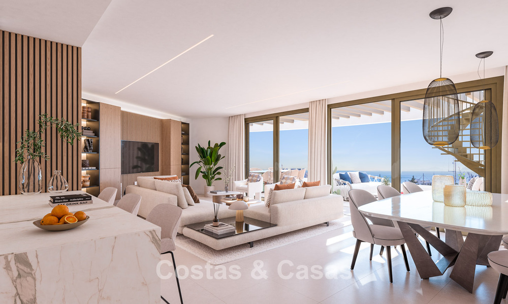 Lancement! Appartements innovants sur plan avec vue panoramique sur la mer à vendre près du centre-ville d'Estepona 785258