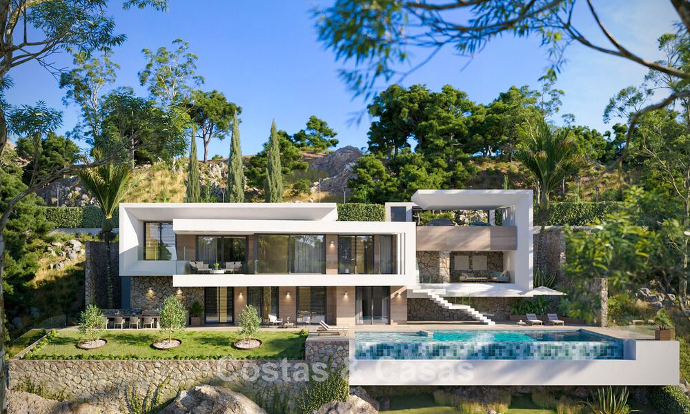 Villa neuve sur plan à l’architecture sophistiquée et offrant une vue panoramique sur la mer à vendre à Marbella - Benahavís 792686