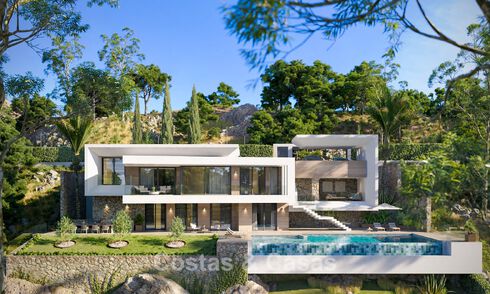 Villa neuve sur plan à l’architecture sophistiquée et offrant une vue panoramique sur la mer à vendre à Marbella - Benahavís 792686