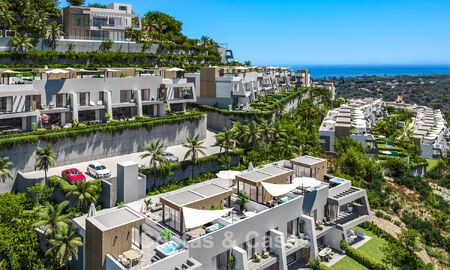 Lancement! Villas mitoyennes modernes avec vue mer à vendre dans un complexe de style resort à Elviria, Est de Marbella 793134