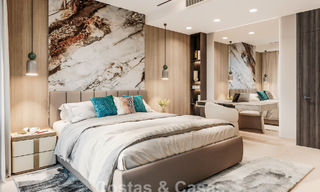 Lancement! Villas mitoyennes modernes avec vue mer à vendre dans un complexe de style resort à Elviria, Est de Marbella 793140 