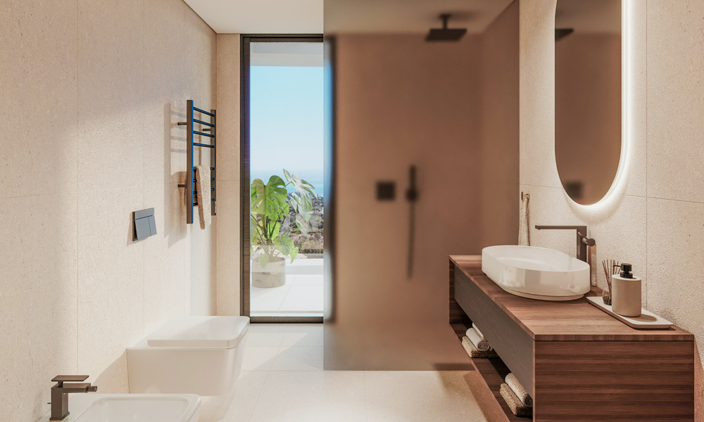 Lancement! Villas mitoyennes modernes avec vue mer à vendre dans un complexe de style resort à Elviria, Est de Marbella 793146