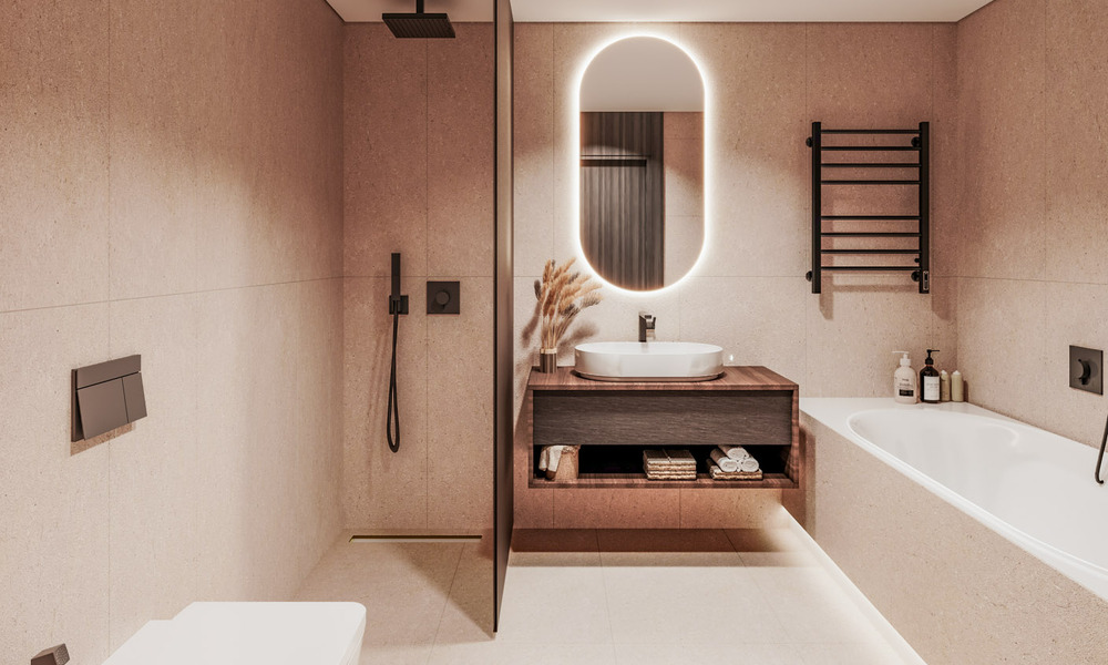 Lancement! Villas mitoyennes modernes avec vue mer à vendre dans un complexe de style resort à Elviria, Est de Marbella 793147