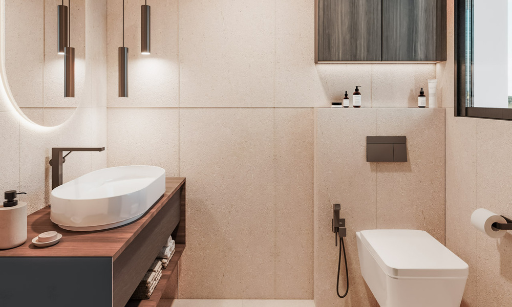 Lancement! Villas mitoyennes modernes avec vue mer à vendre dans un complexe de style resort à Elviria, Est de Marbella 793149