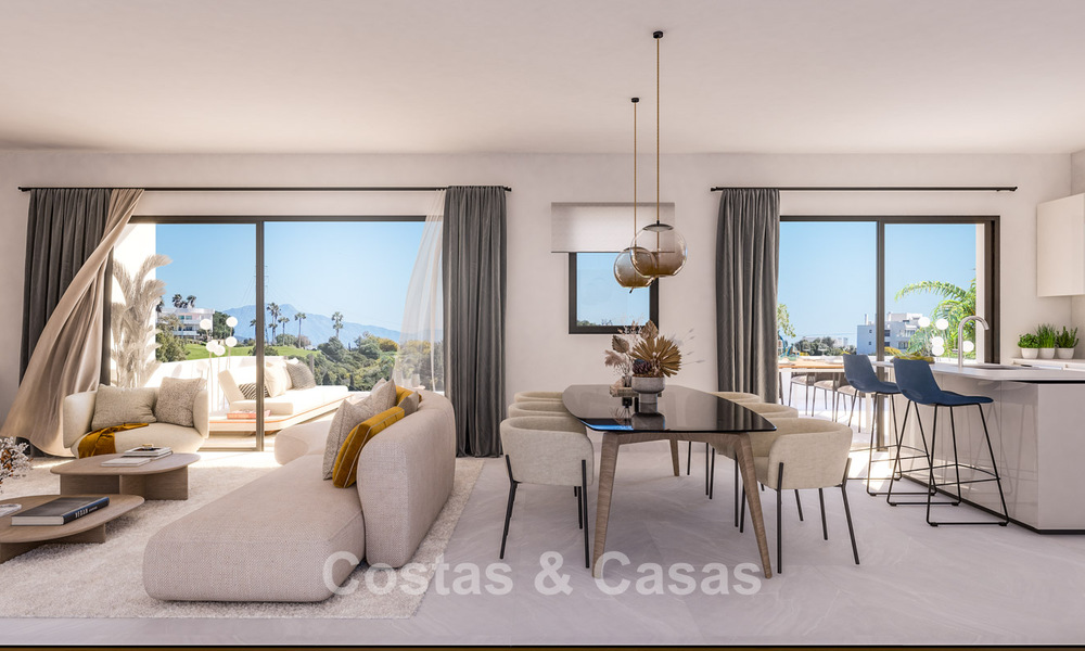 Lancement! Villas mitoyennes contemporaines à vendre dans un environnement golfique privilégié à Estepona 800559