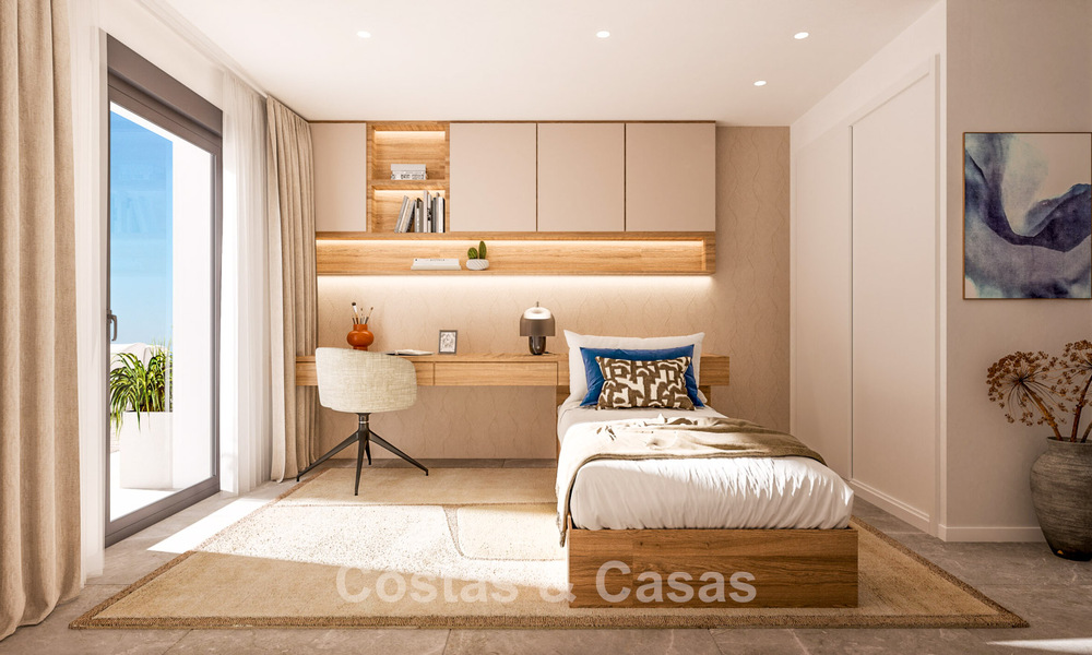 Appartements contemporains de luxe neufs à vendre en bordure du golf à Estepona 803609