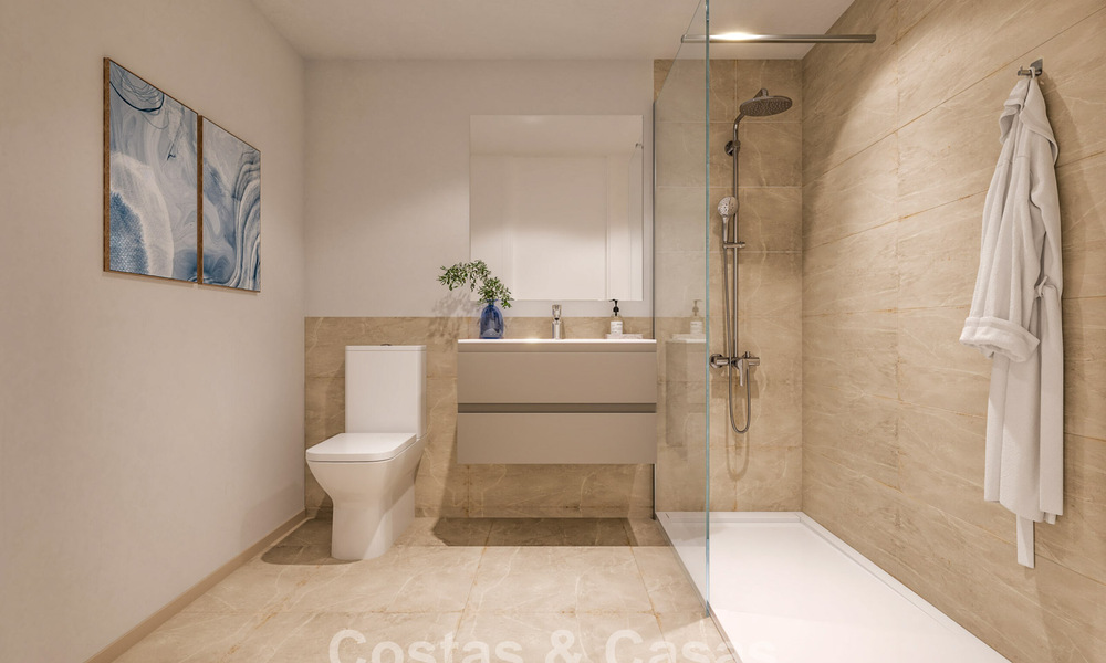 Appartements contemporains de luxe neufs à vendre en bordure du golf à Estepona 803612