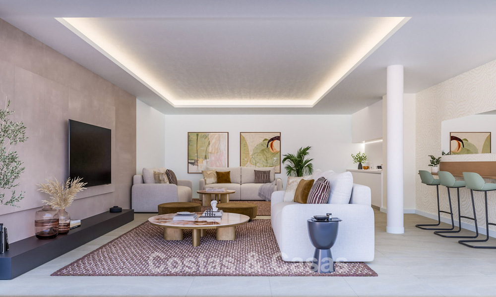 Appartements contemporains de luxe neufs à vendre en bordure du golf à Estepona 803615